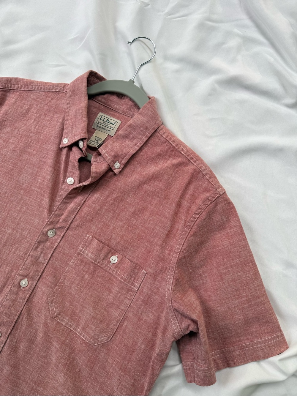 L.L. Bean Men's Short-Sleeve Button-Down Shirt in Dusty Rose